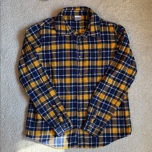 Hanna Andersson Yellow Blue Plaid Button Down Flannel Shirt size Boys US 14-16